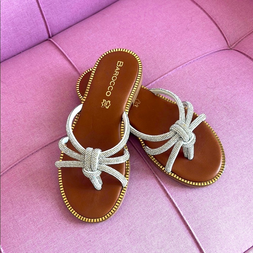 Women's Silver and Brown Sandals